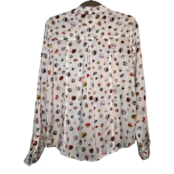* Rare Anthropologie Losing my Marbles White Multicolor Button Down Shirt - Picture 3 of 8